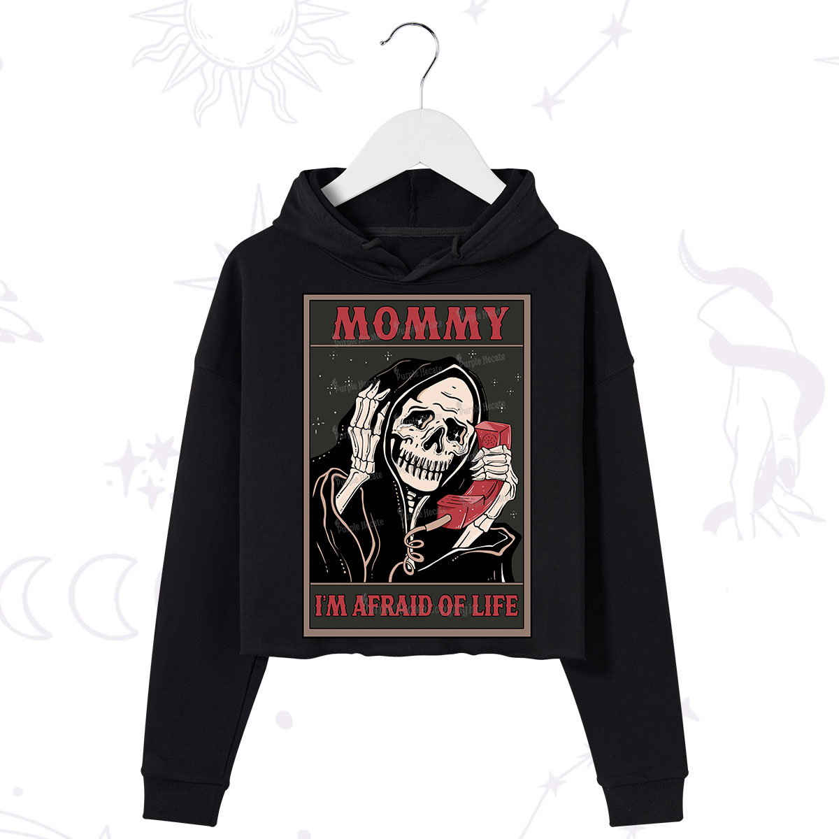 Purplehecate The Mommy I'm Afraid Of Life Oracle Card Crop Hoodie