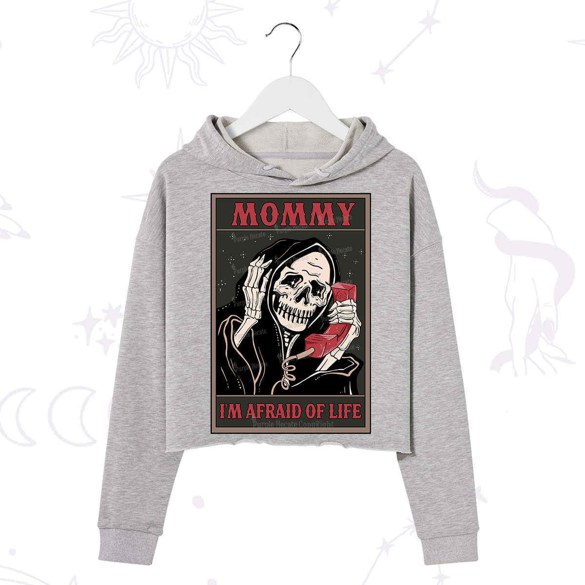 Purplehecate The Mommy I'm Afraid Of Life Oracle Card Crop Hoodie