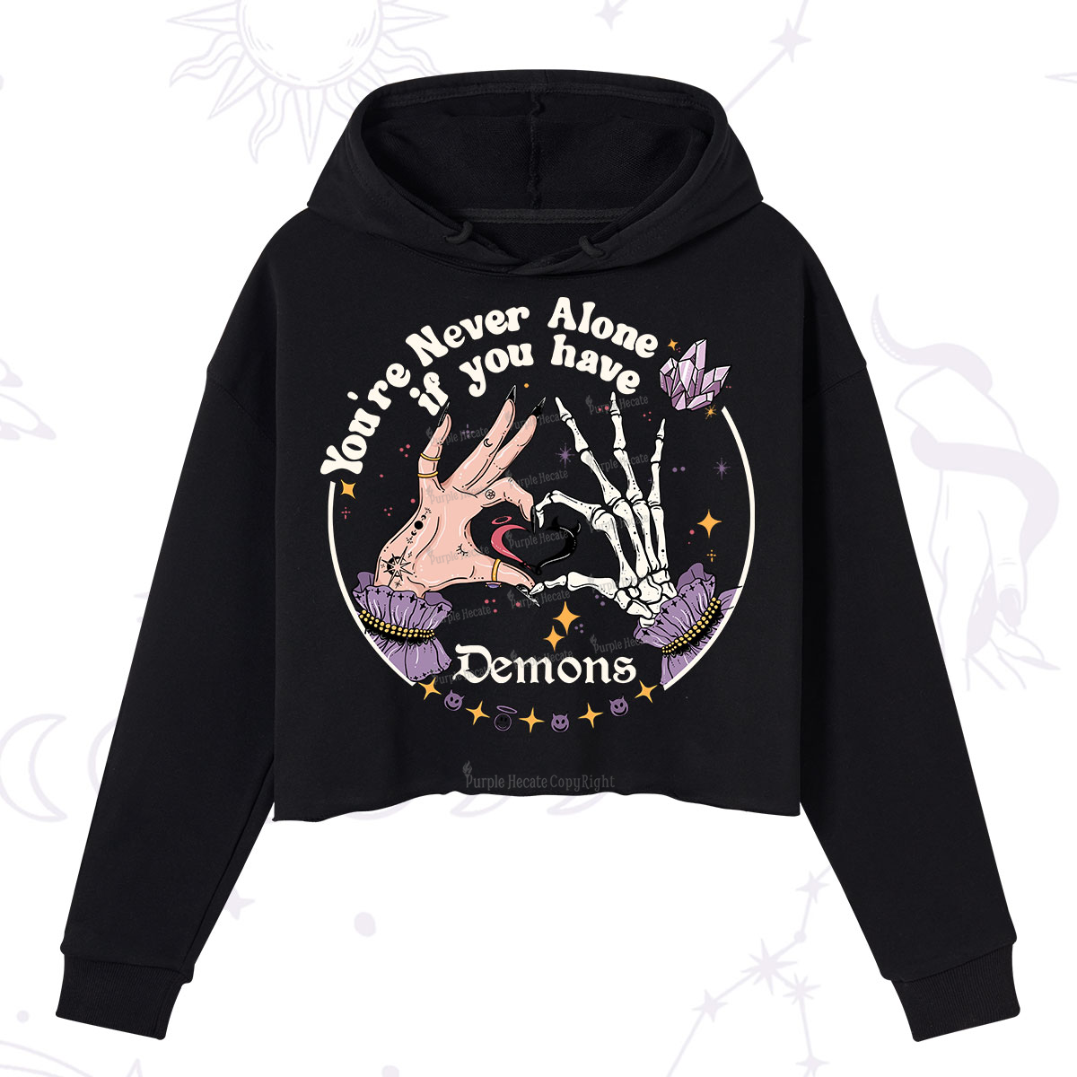 Purplehecate You're Never Alone If You Have Demons Crop Hoodie