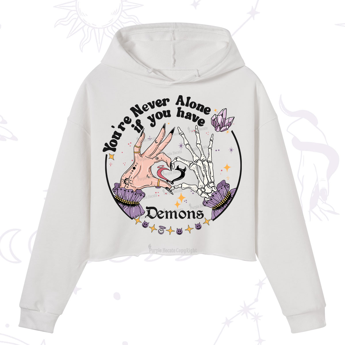 Purplehecate You're Never Alone If You Have Demons Crop Hoodie