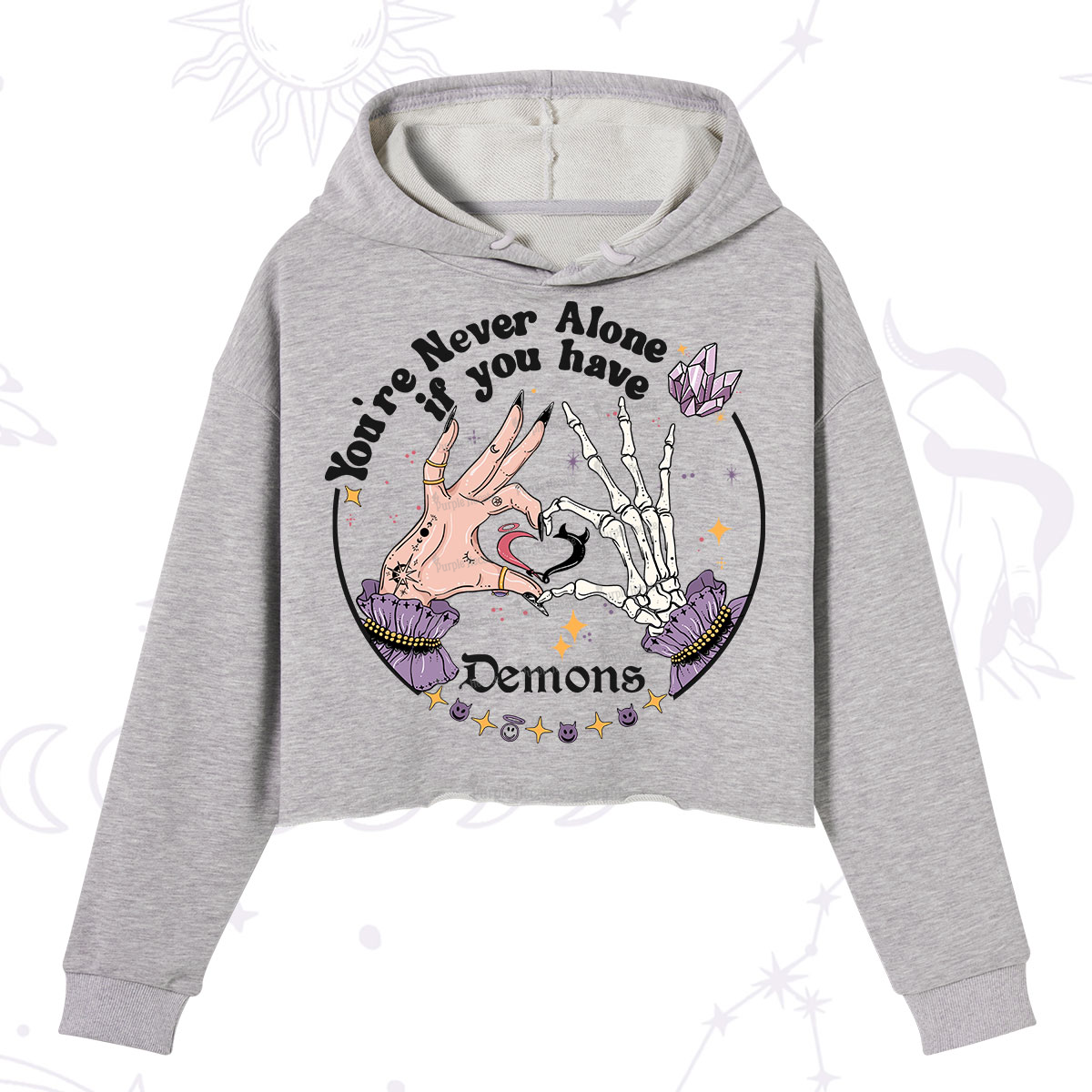 Purplehecate You're Never Alone If You Have Demons Crop Hoodie