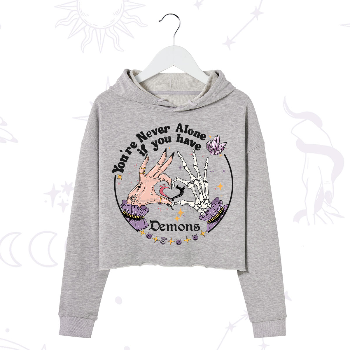 Purplehecate You're Never Alone If You Have Demons Crop Hoodie