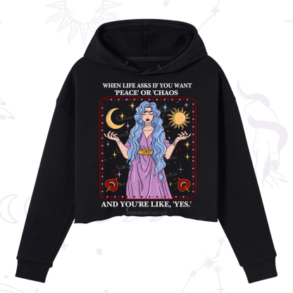 Purplehecate Peace Or Chaos Crop Hoodie