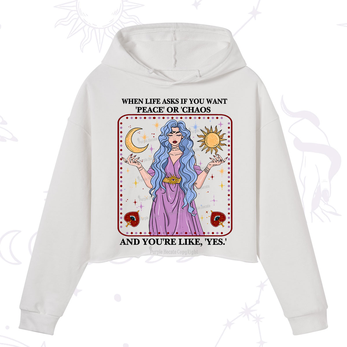 Purplehecate Peace Or Chaos Crop Hoodie