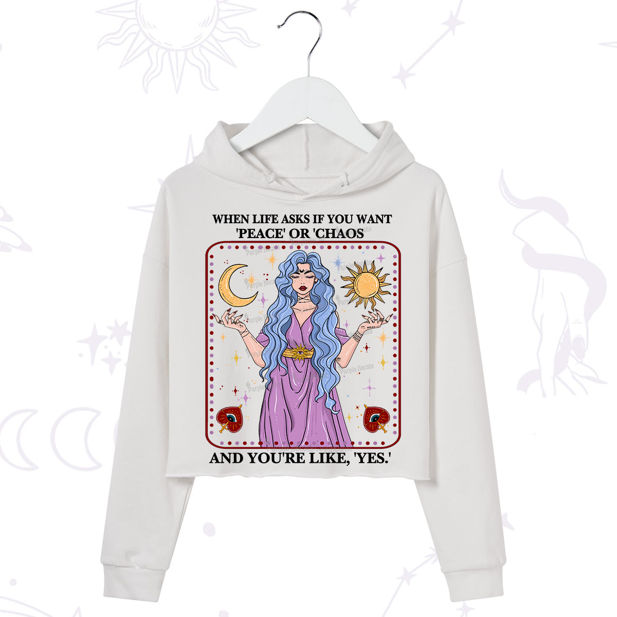Purplehecate Peace Or Chaos Crop Hoodie
