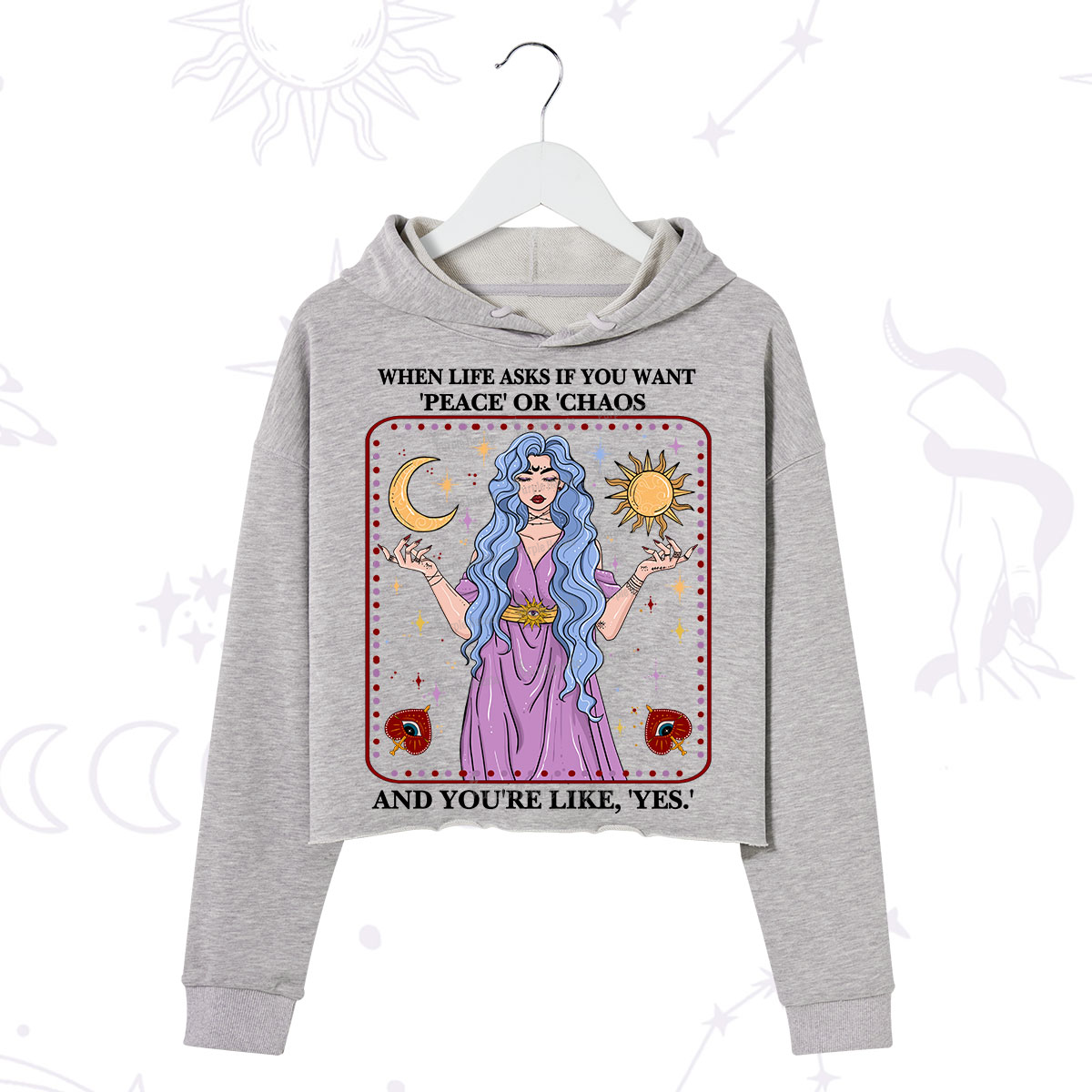 Purplehecate Peace Or Chaos Crop Hoodie