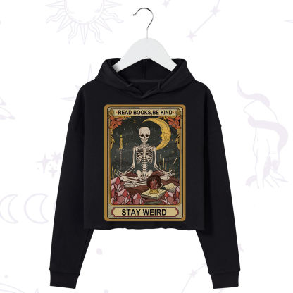 Purplehecate The Read Books Be Kind Stay Weird Oracle Card Crop Hoodie