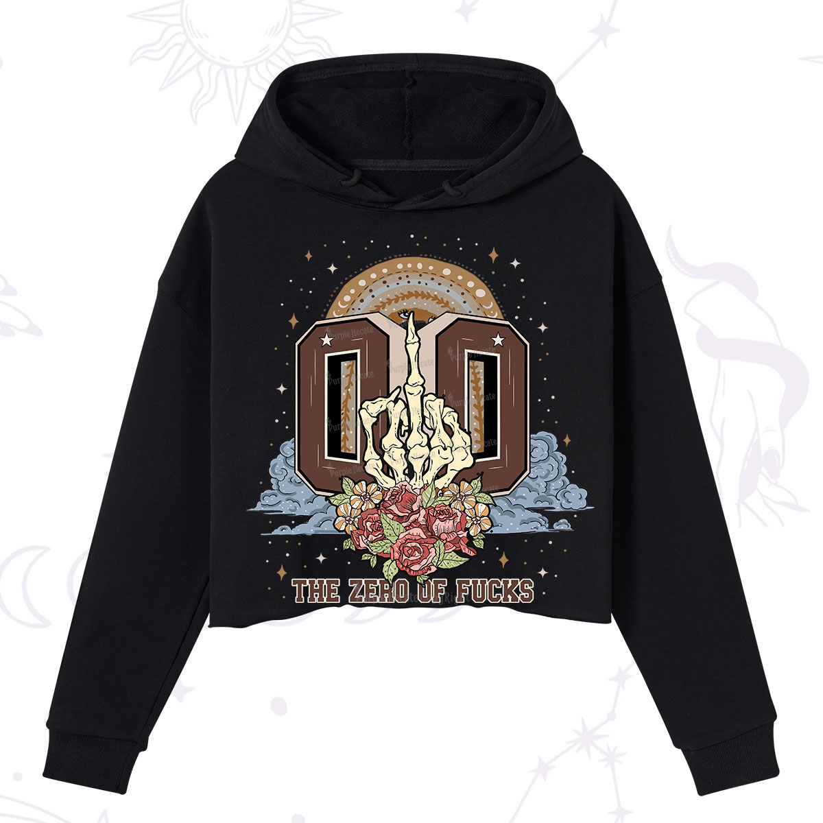 Purplehecate The Zero of Fucks No Apologies Crop Hoodie