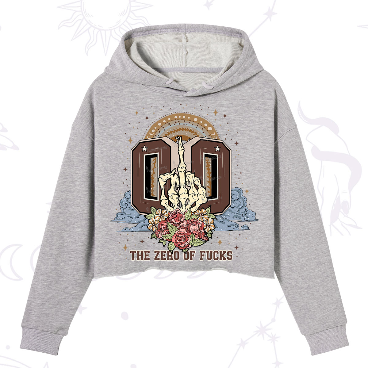 Purplehecate The Zero of Fucks No Apologies Crop Hoodie