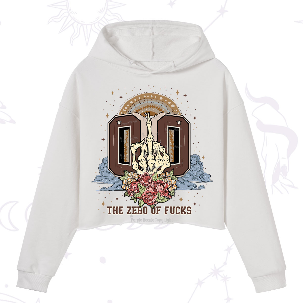 Purplehecate The Zero of Fucks No Apologies Crop Hoodie