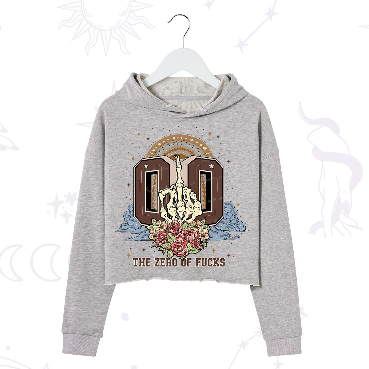 Purplehecate The Zero of Fucks No Apologies Crop Hoodie