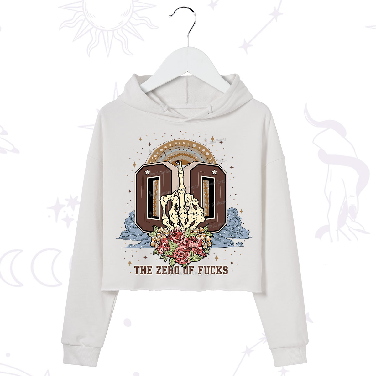 Purplehecate The Zero of Fucks No Apologies Crop Hoodie