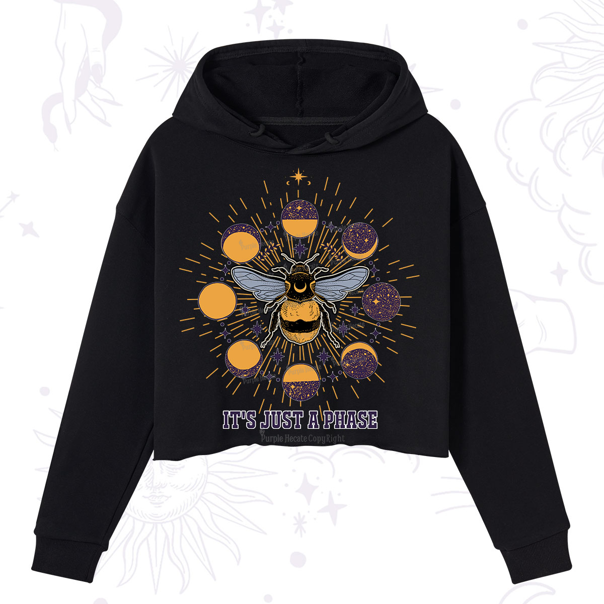 Purplehecate It's Just a Moon Bee Phase Crop Hoodie