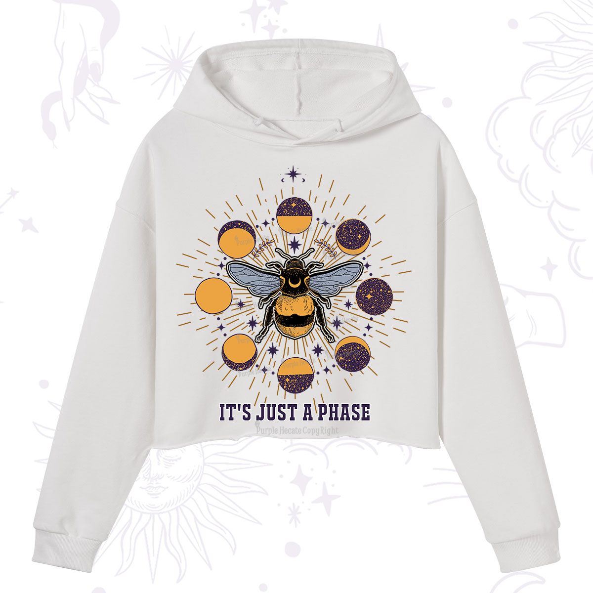 Purplehecate It's Just a Moon Bee Phase Crop Hoodie
