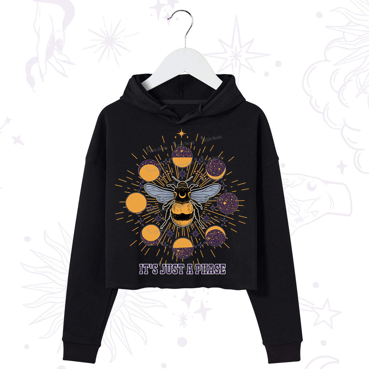 Purplehecate It's Just a Moon Bee Phase Crop Hoodie