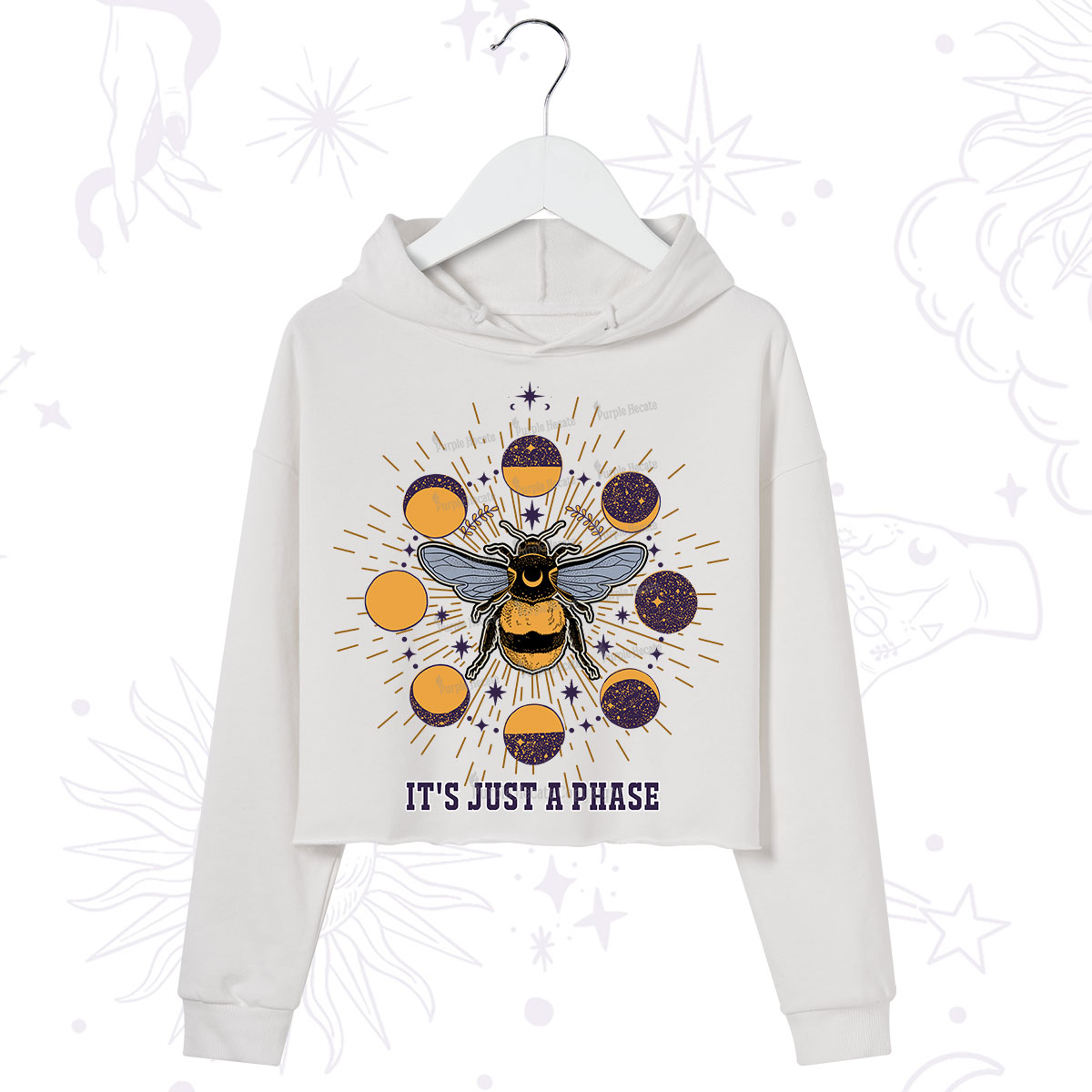 Purplehecate It's Just a Moon Bee Phase Crop Hoodie