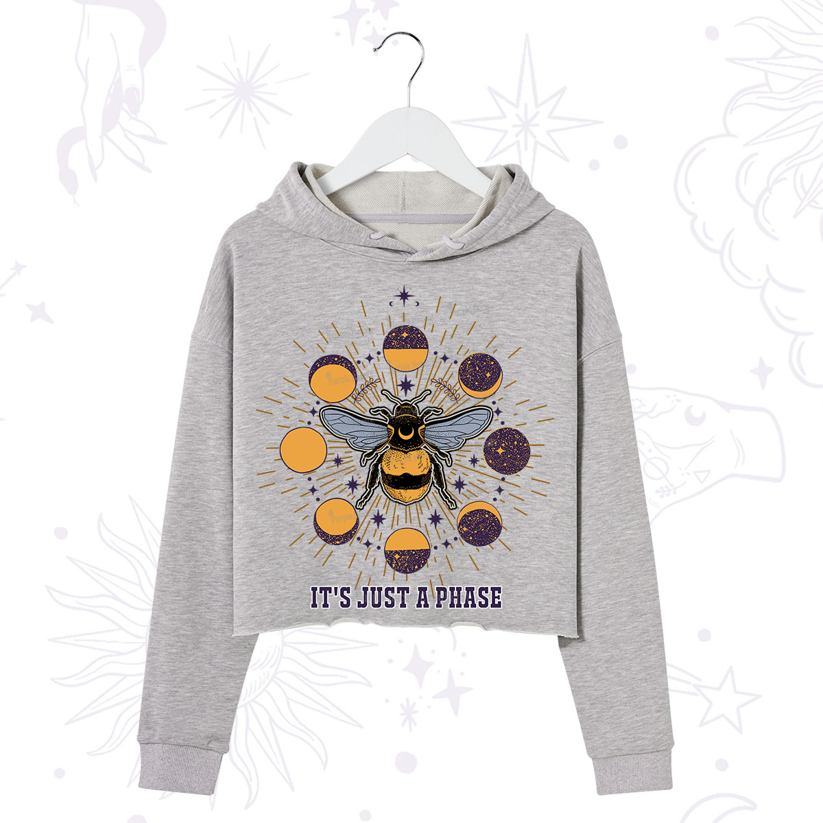 Purplehecate It's Just a Moon Bee Phase Crop Hoodie