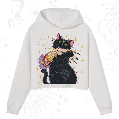 Purplehecate Feral Cat Crop Hoodie