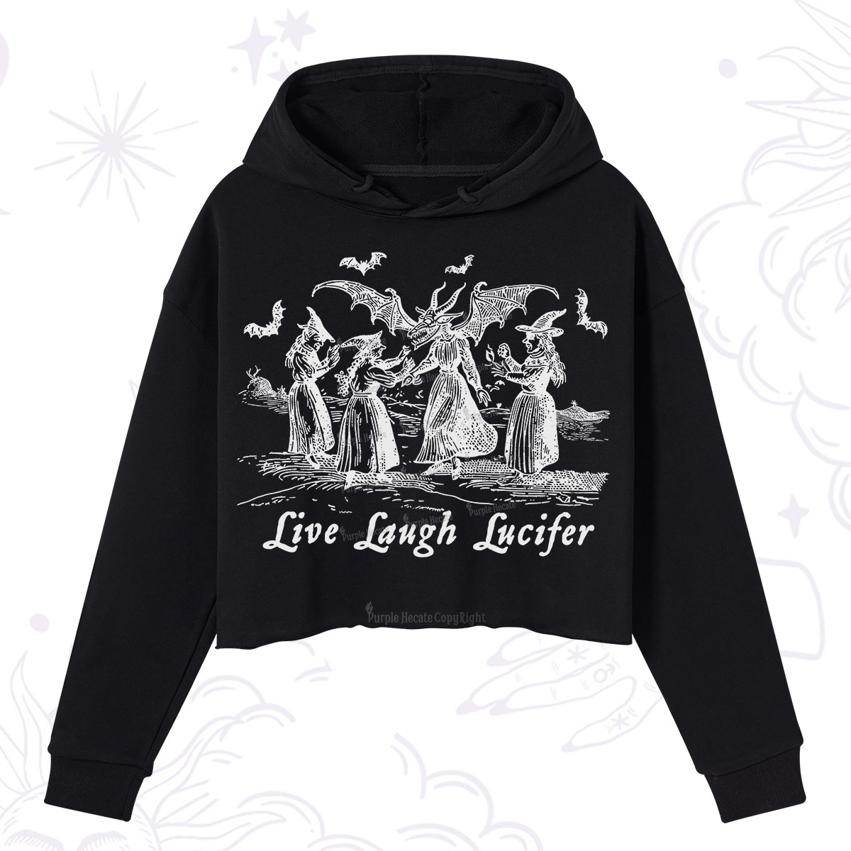 Purplehecate Live Laugh Lucifer Occult Crop Hoodie