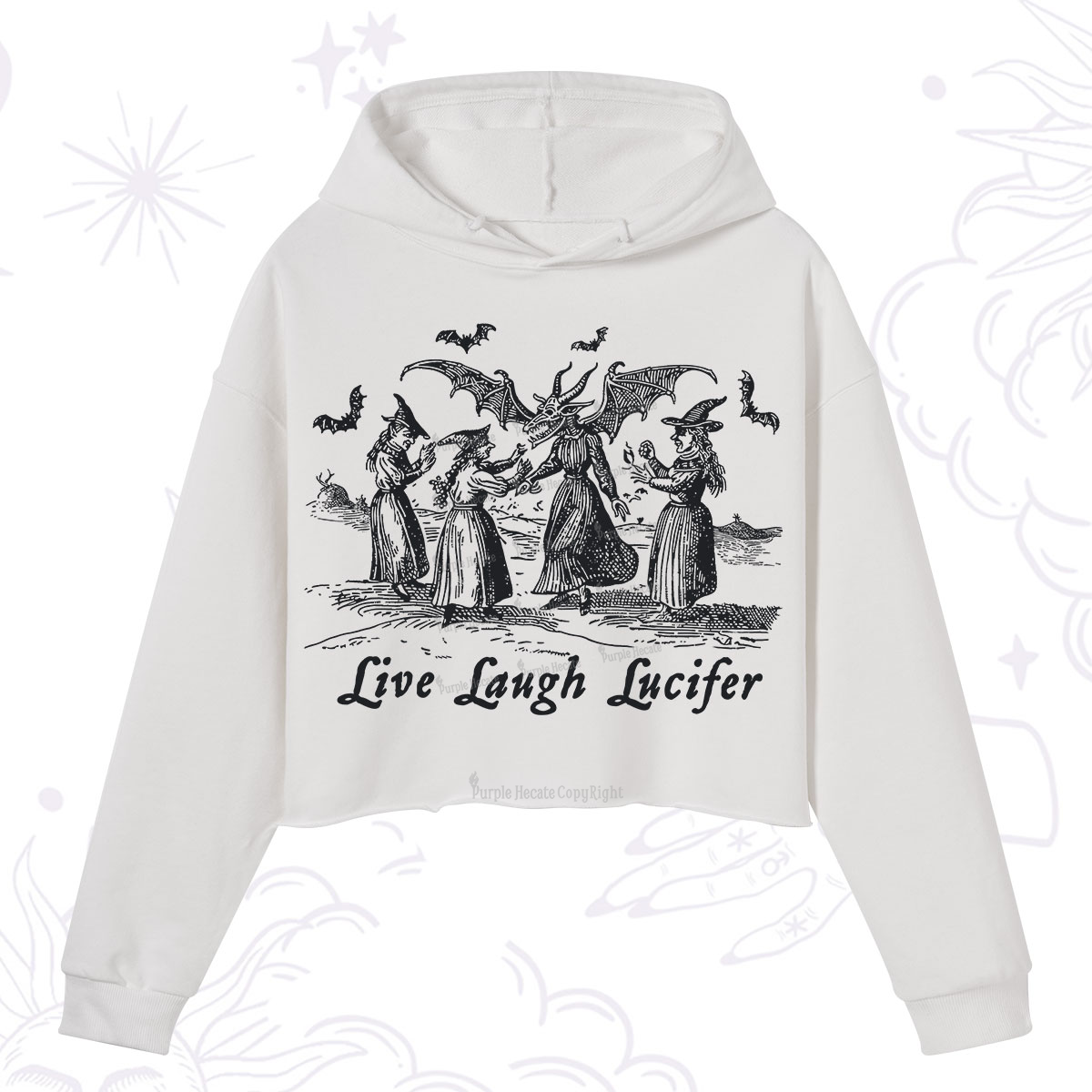 Purplehecate Live Laugh Lucifer Occult Crop Hoodie