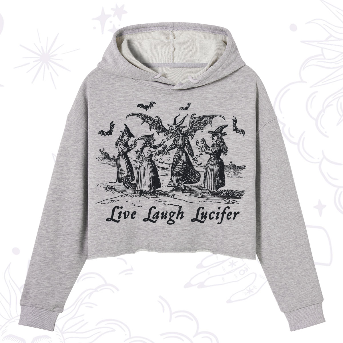 Purplehecate Live Laugh Lucifer Occult Crop Hoodie