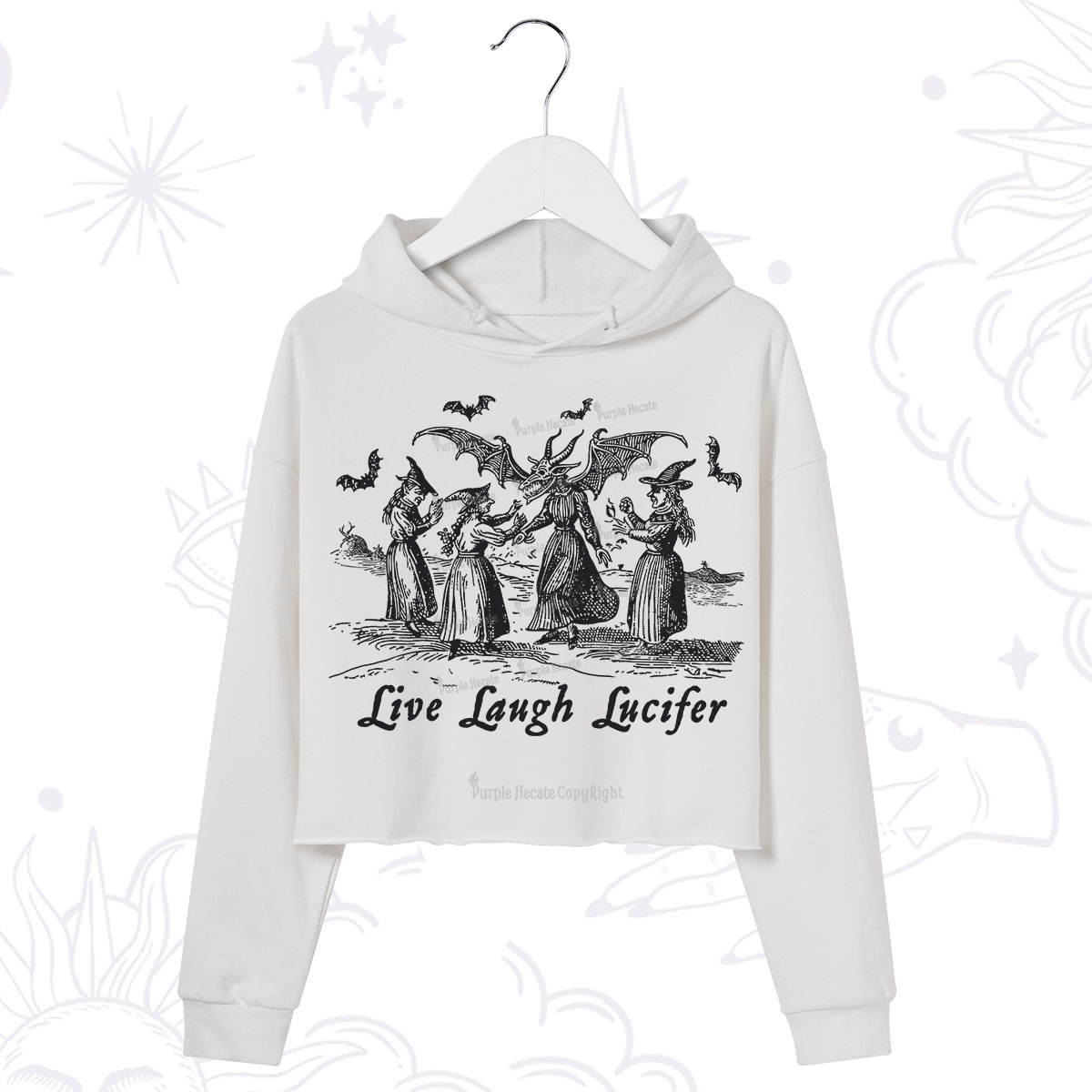 Purplehecate Live Laugh Lucifer Occult Crop Hoodie