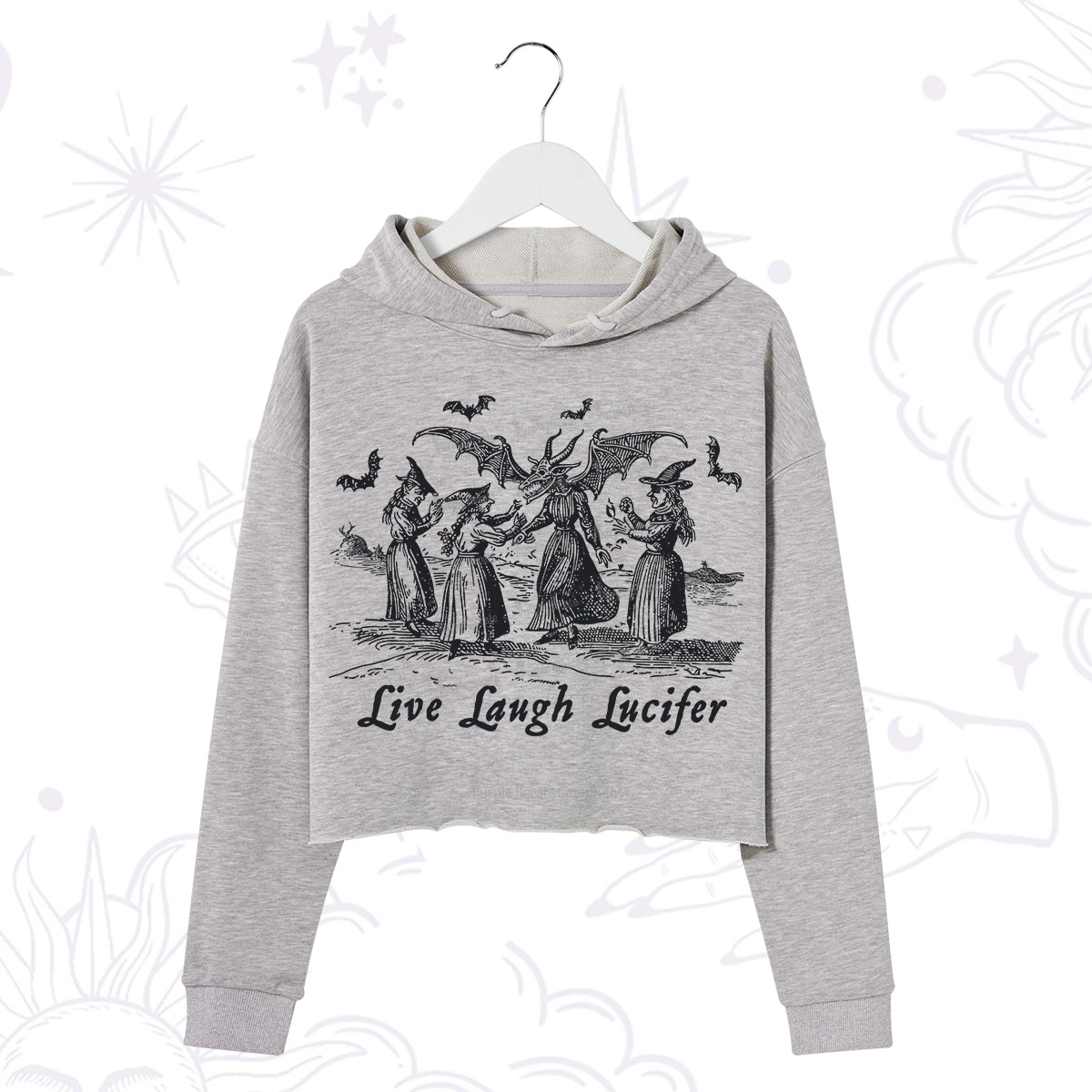 Purplehecate Live Laugh Lucifer Occult Crop Hoodie