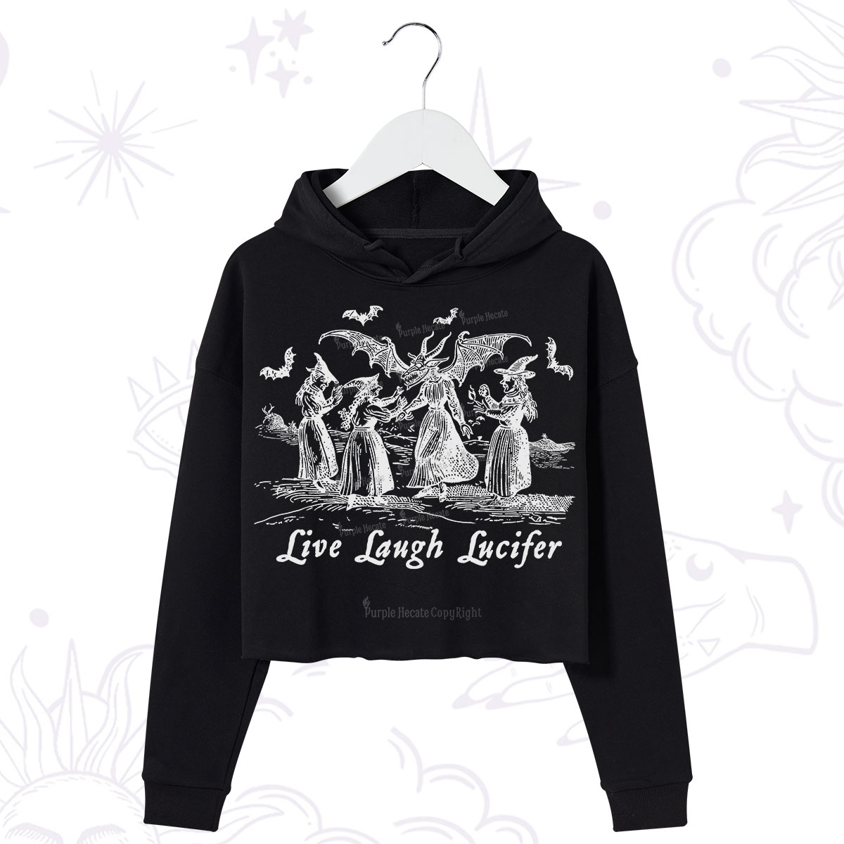 Purplehecate Live Laugh Lucifer Occult Crop Hoodie