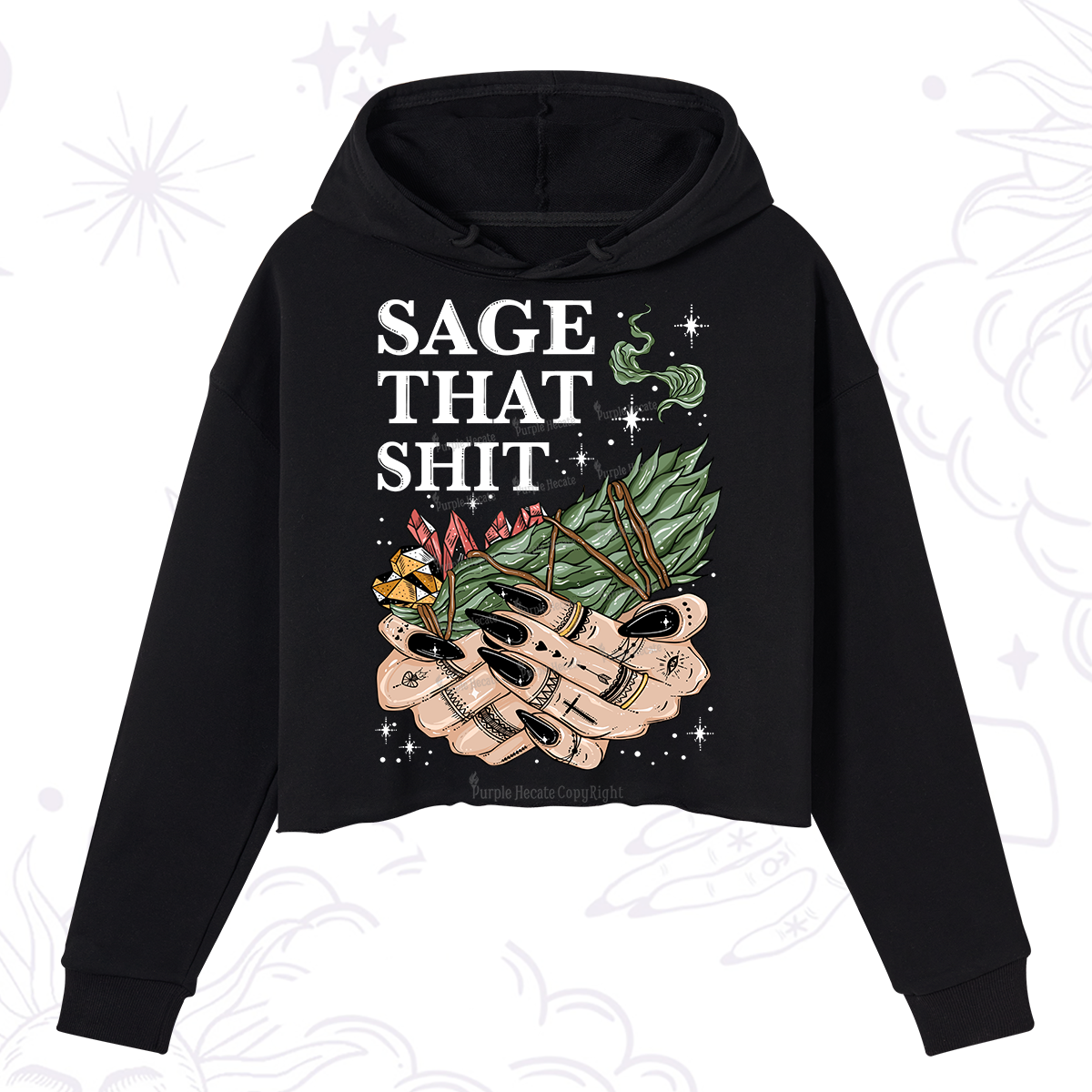 Purplehecate Smudge That Shit Crop Hoodie