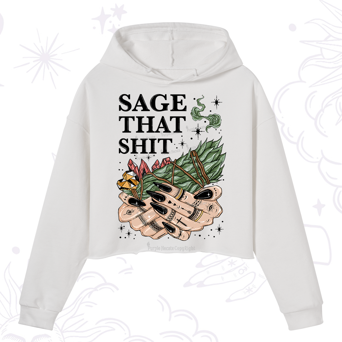Purplehecate Smudge That Shit Crop Hoodie