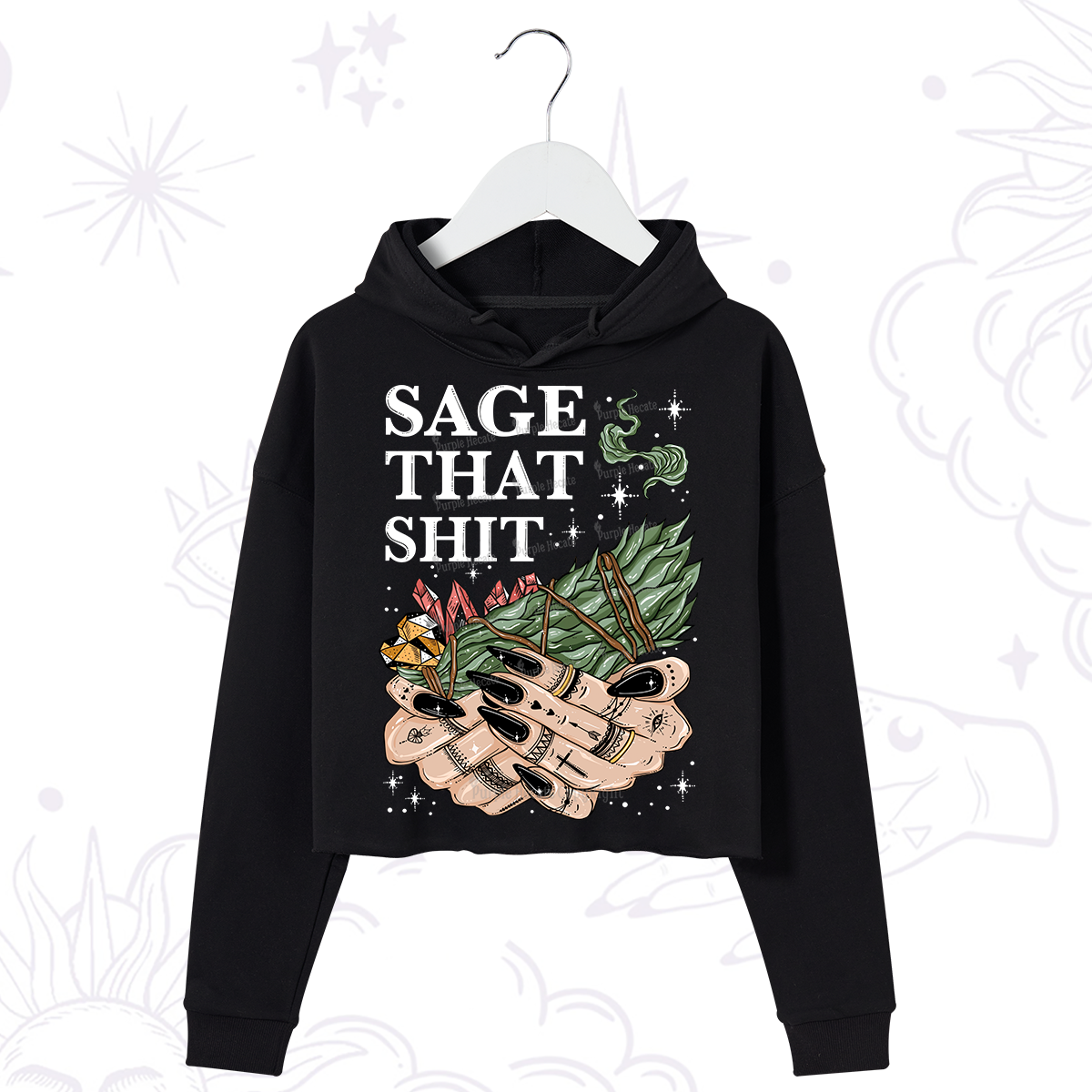 Purplehecate Smudge That Shit Crop Hoodie