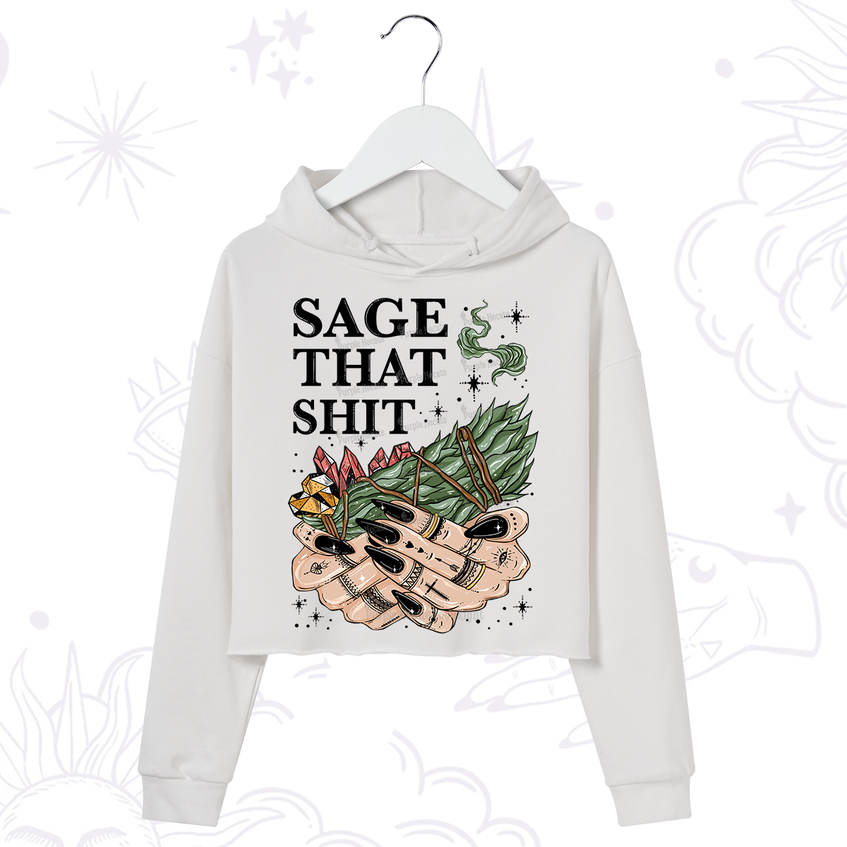 Purplehecate Smudge That Shit Crop Hoodie