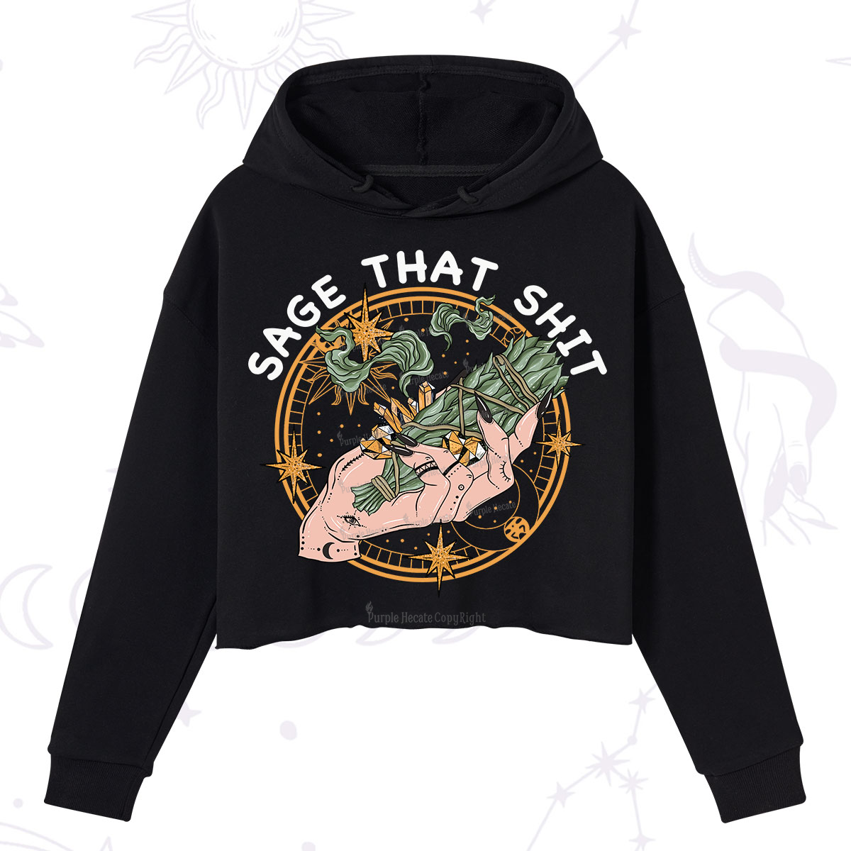 Purplehecate Smudge That Shit Crop Hoodie