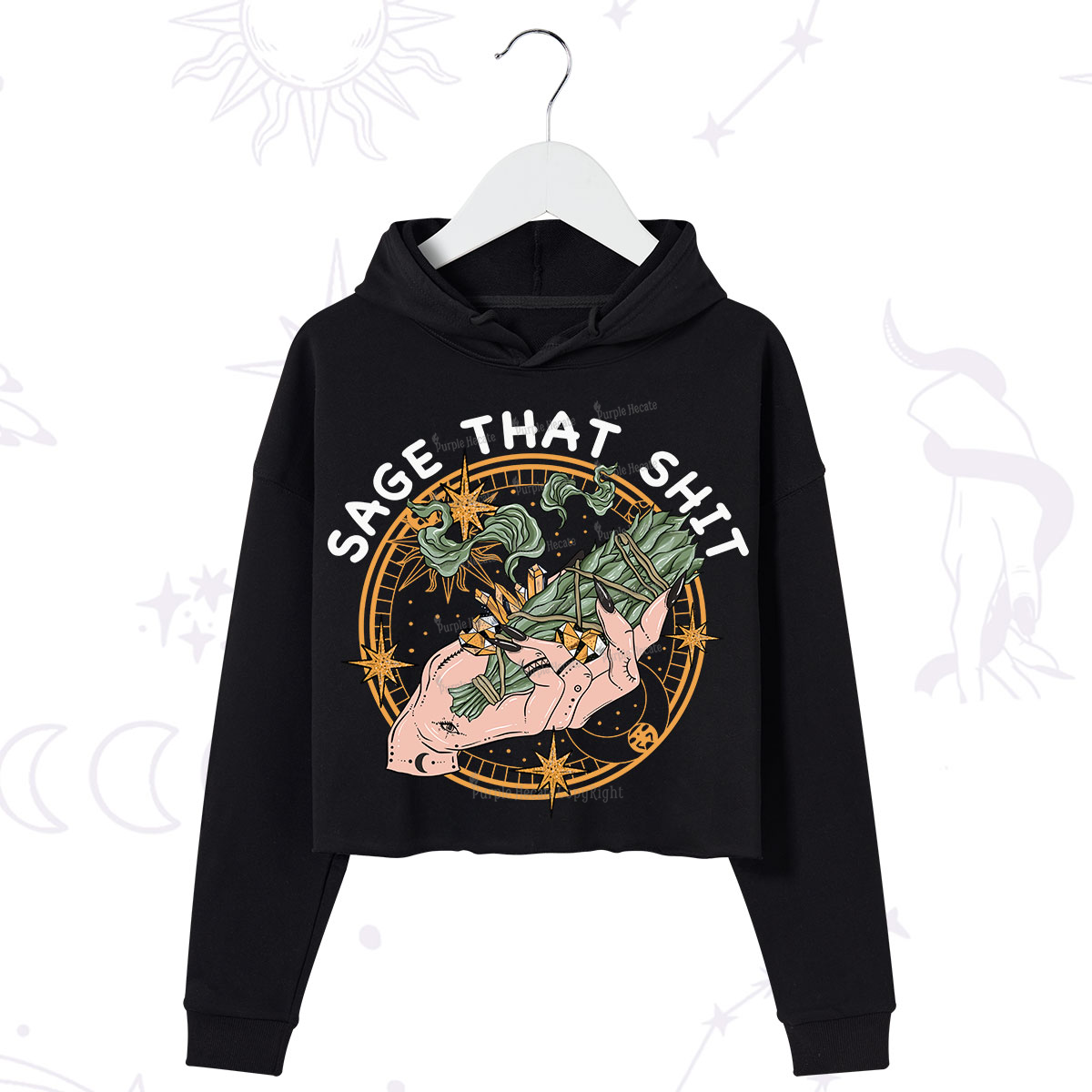 Purplehecate Smudge That Shit Crop Hoodie