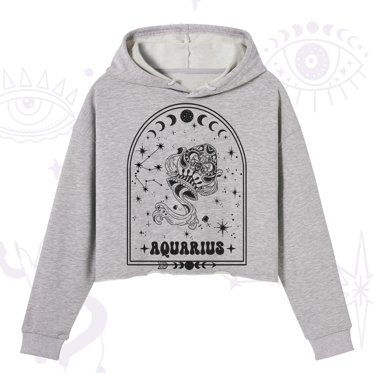 Purplehecate Zodiac Aquarius Under the Stars Crop Hoodie