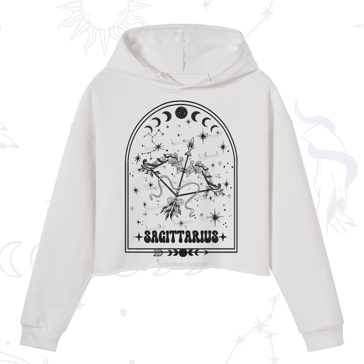 Purplehecate Zodiac Sagittarius Under the Stars Crop Hoodie