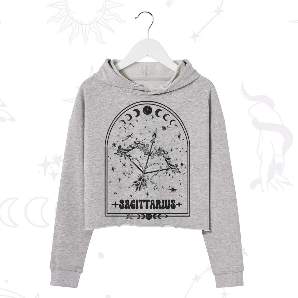 Purplehecate Zodiac Sagittarius Under the Stars Crop Hoodie