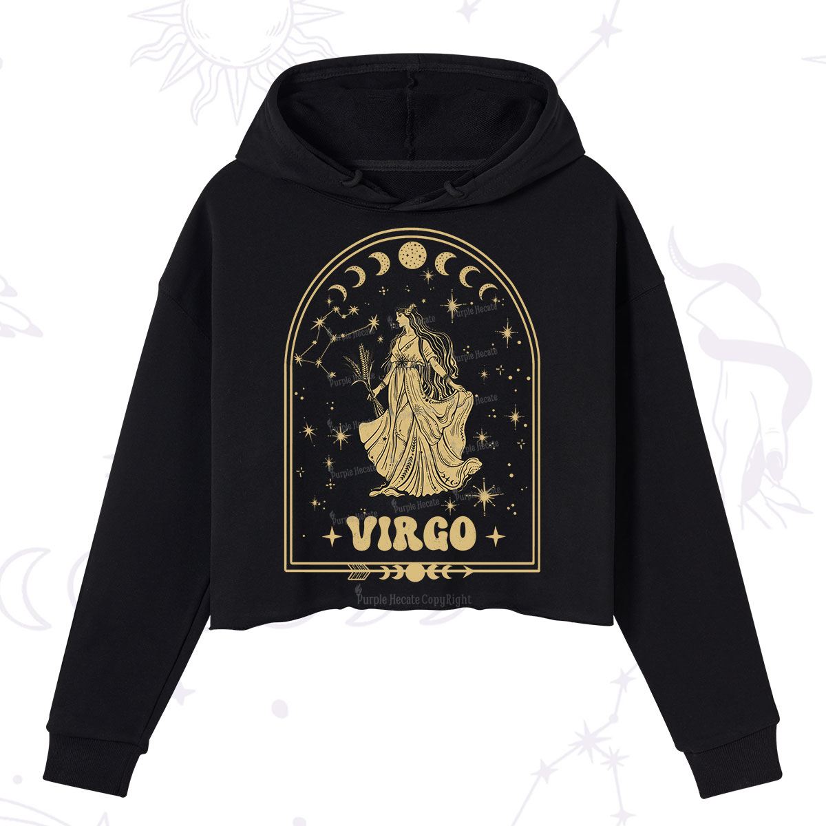 Purplehecate Zodiac Virgo Under the Stars Crop Hoodie