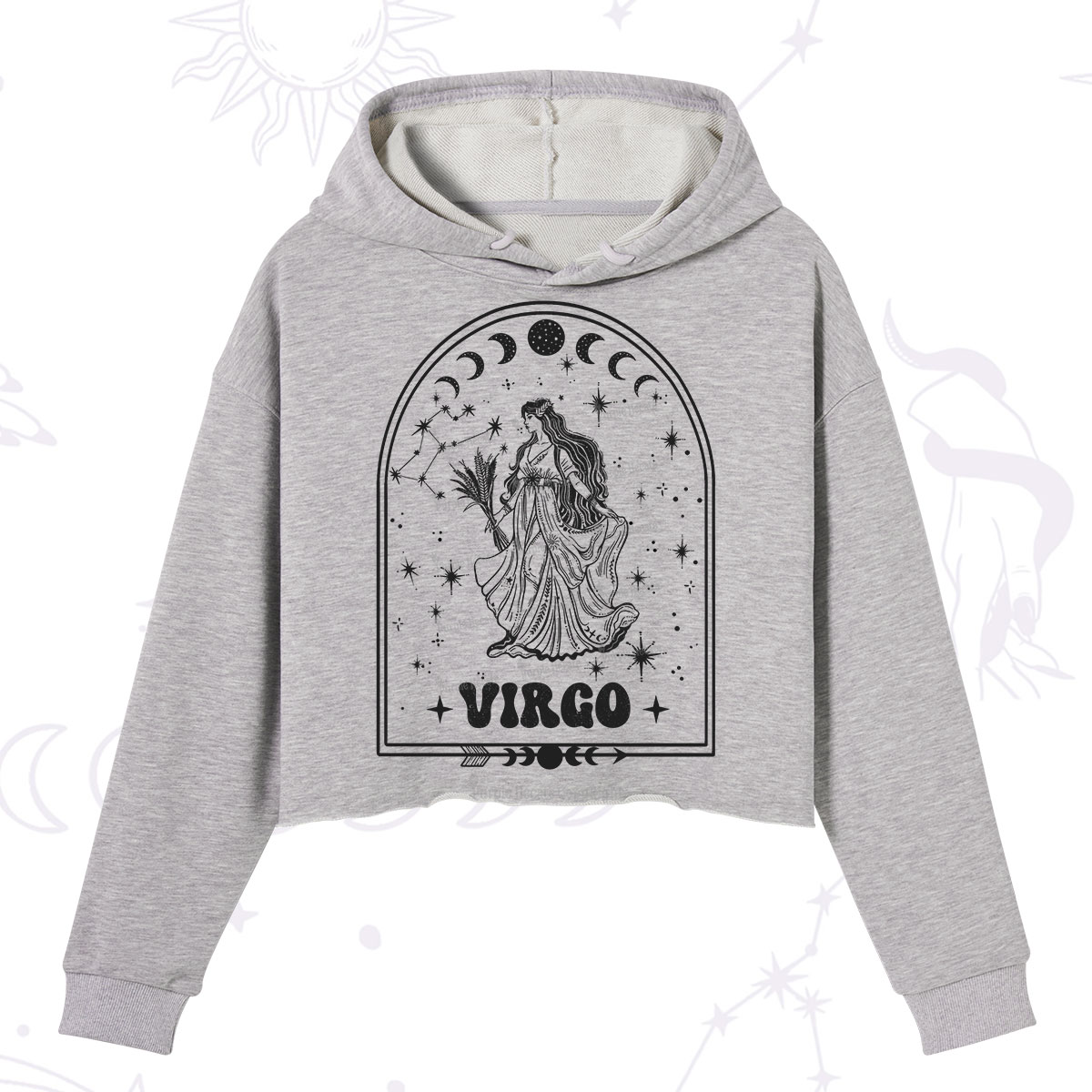 Purplehecate Zodiac Virgo Under the Stars Crop Hoodie