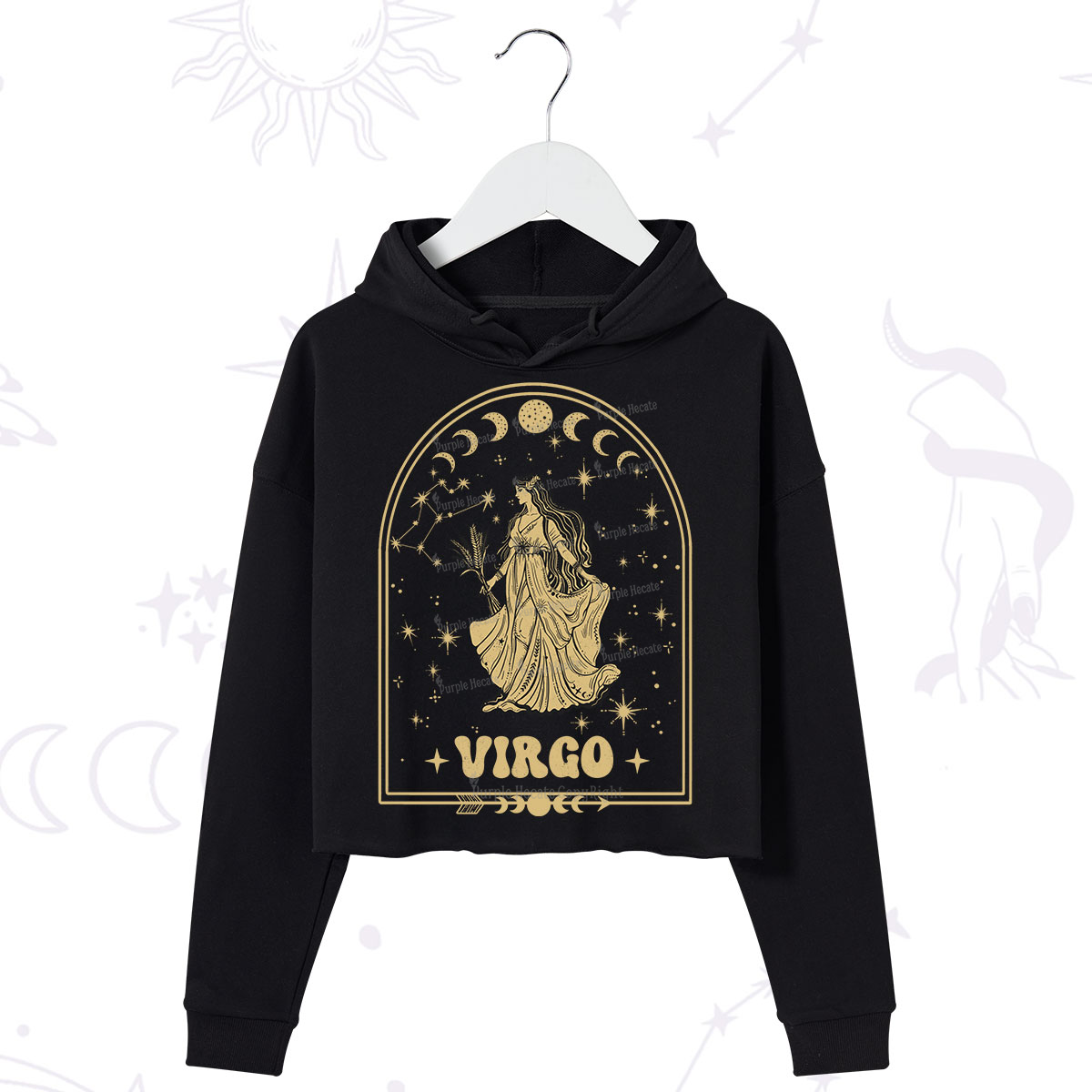 Purplehecate Zodiac Virgo Under the Stars Crop Hoodie