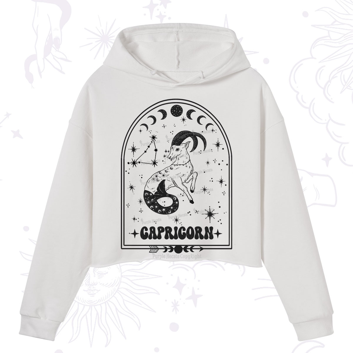 Purplehecate Zodiac Capricorn Under the Stars Crop Hoodie