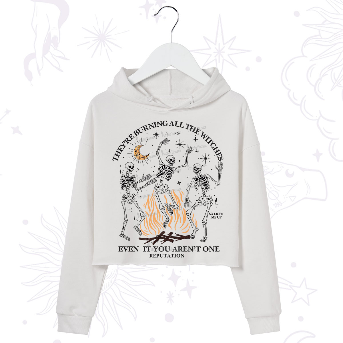 Purplehecate They're Burning All The Witches Even If You Aren't One Crop Hoodie