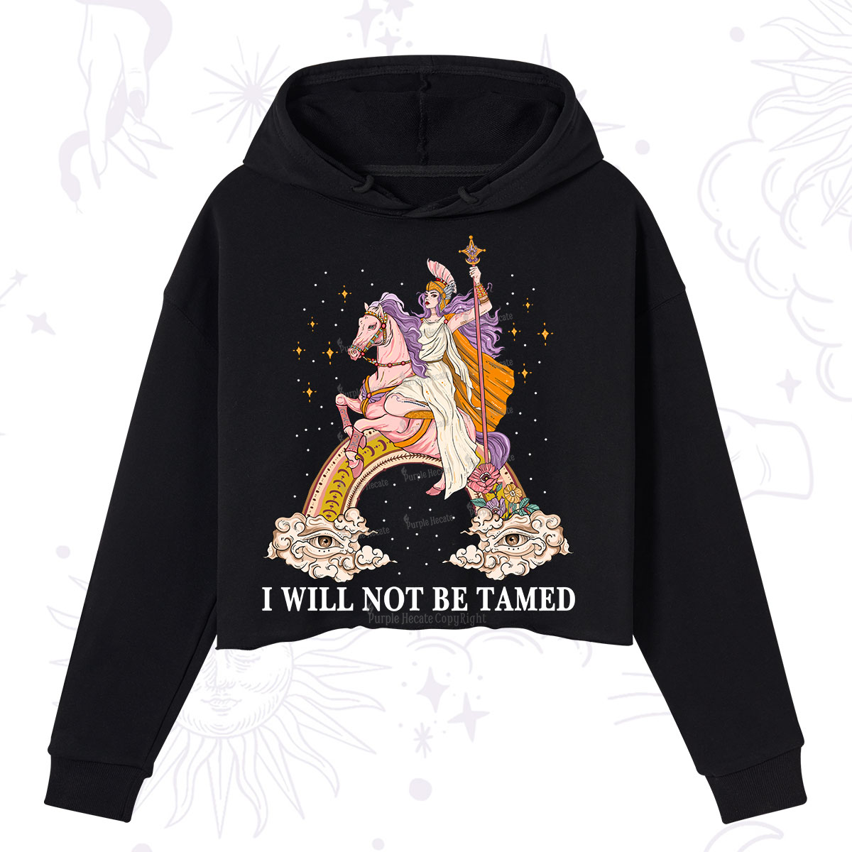 Purplehecate I Will Not Be Tamed Crop Hoodie