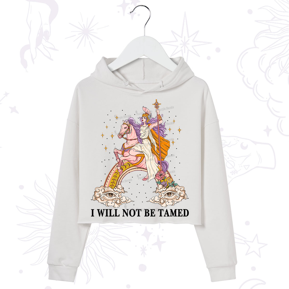 Purplehecate I Will Not Be Tamed Crop Hoodie