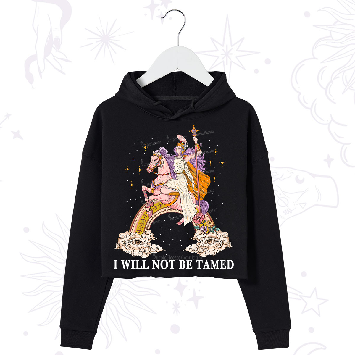 Purplehecate I Will Not Be Tamed Crop Hoodie