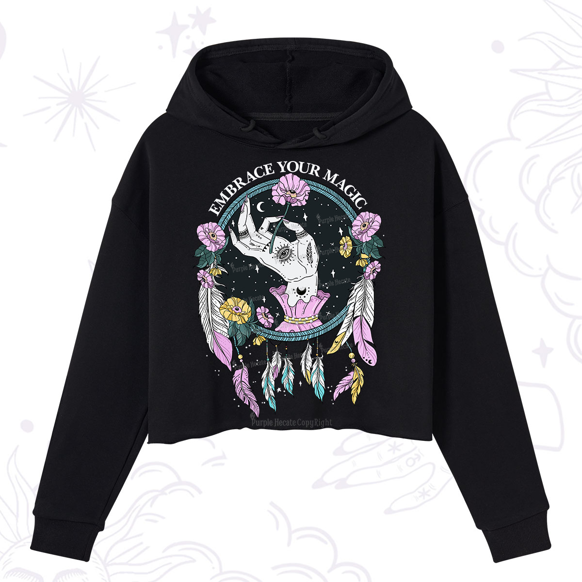 Purplehecate Embrace Your Magic Crop Hoodie