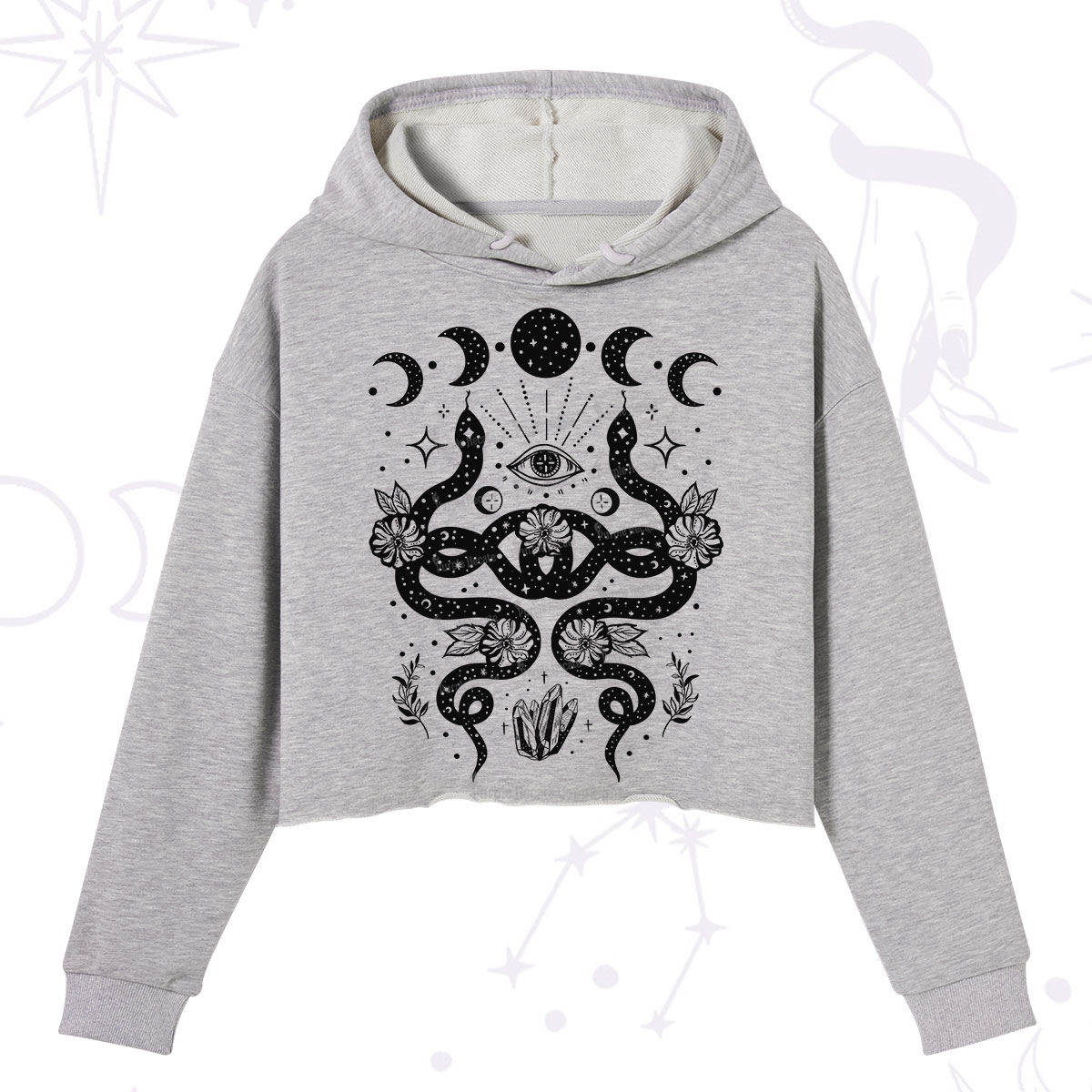 Purplehecate Lunar Serpent Alchemy Crop Hoodie