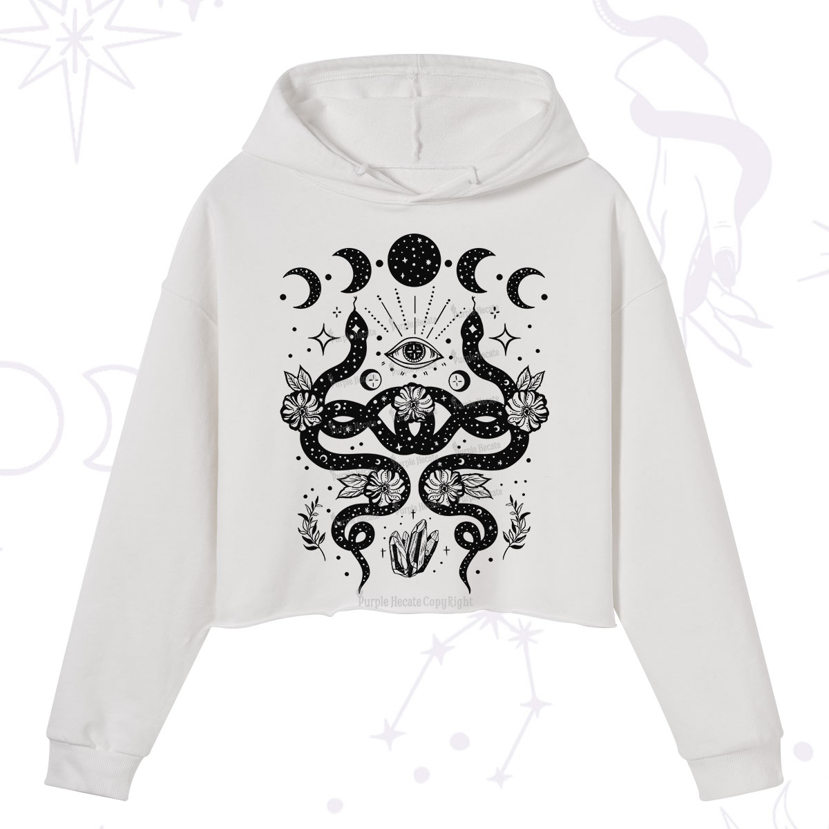 Purplehecate Lunar Serpent Alchemy Crop Hoodie