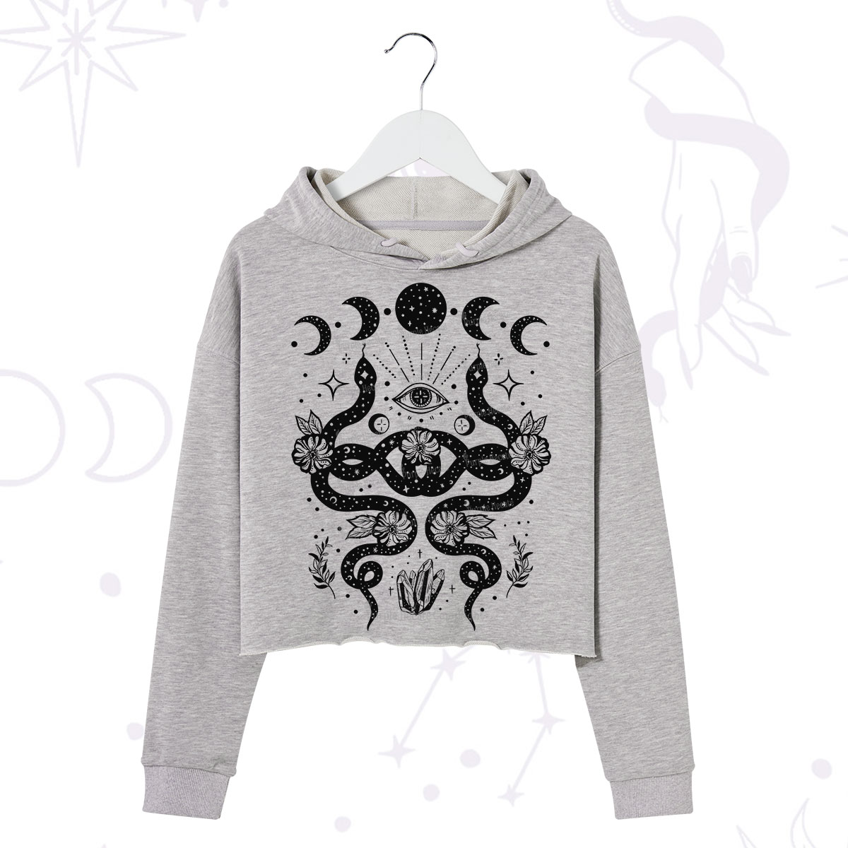 Purplehecate Lunar Serpent Alchemy Crop Hoodie