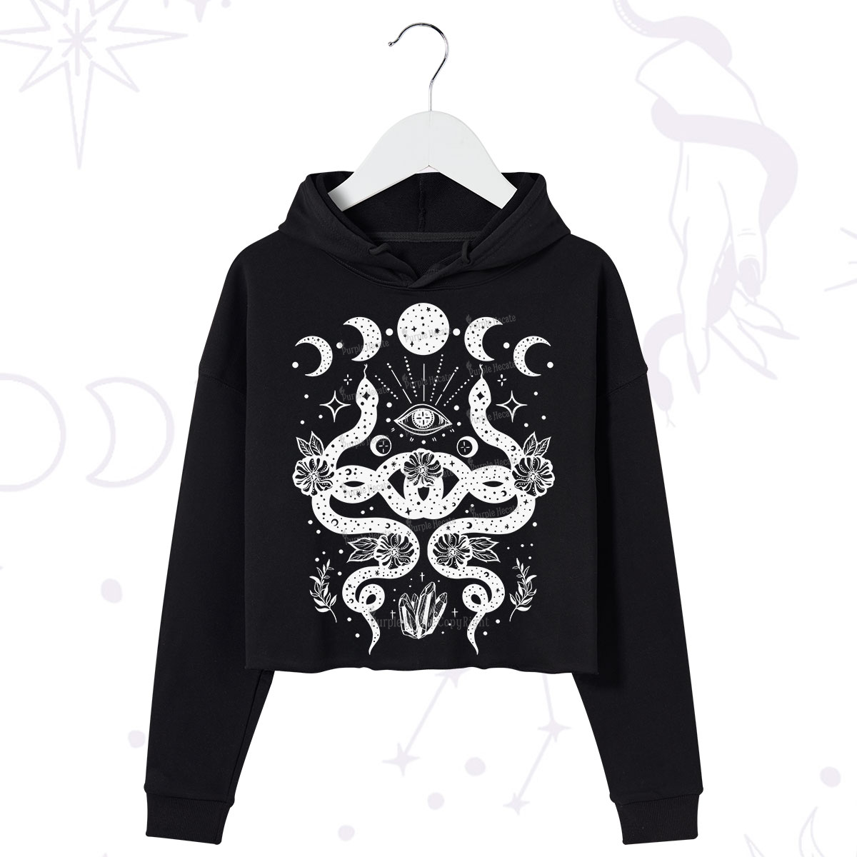Purplehecate Lunar Serpent Alchemy Crop Hoodie